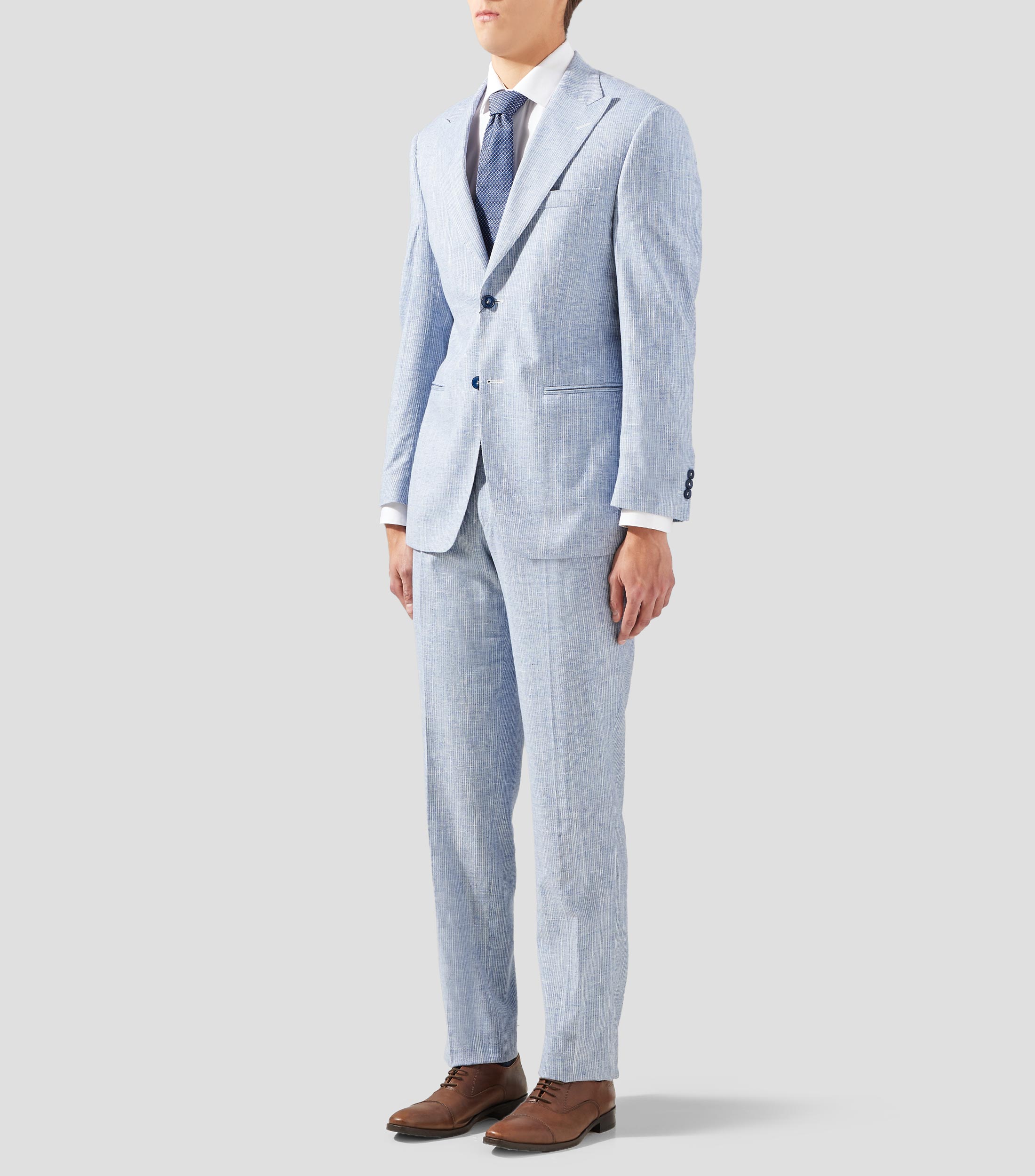 Traje de corte recto con microdiseños Hombre